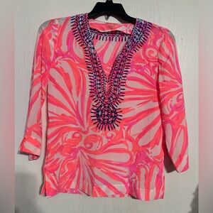 Lilly Pulitzer Amelia Island silk tunic blouse